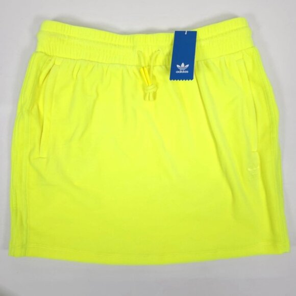NWT ADIDAS JEREMY SCOTT LUXE‎ Velour Neon Mini Skirt Side Pockets Drawstring LG - Picture 6 of 15